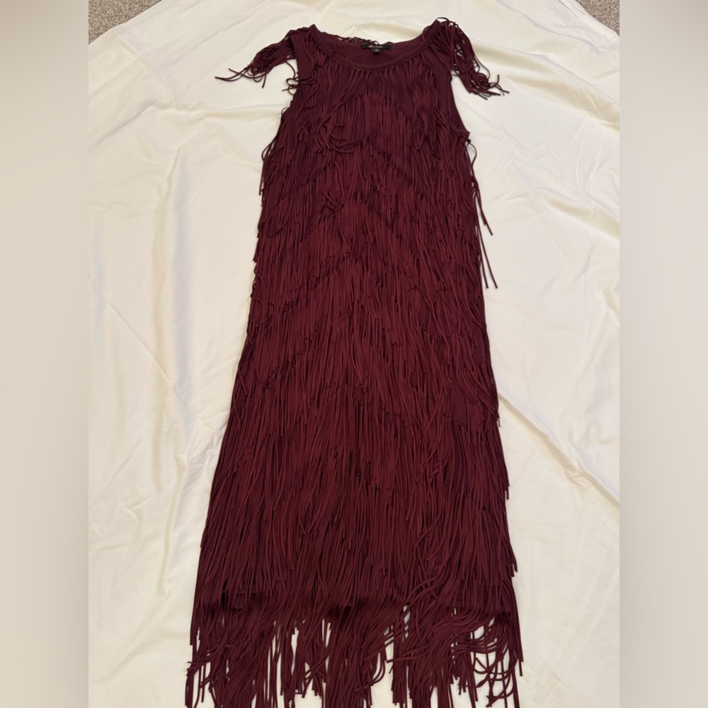 Ella Moss Deep Red Fringe Mini Dress